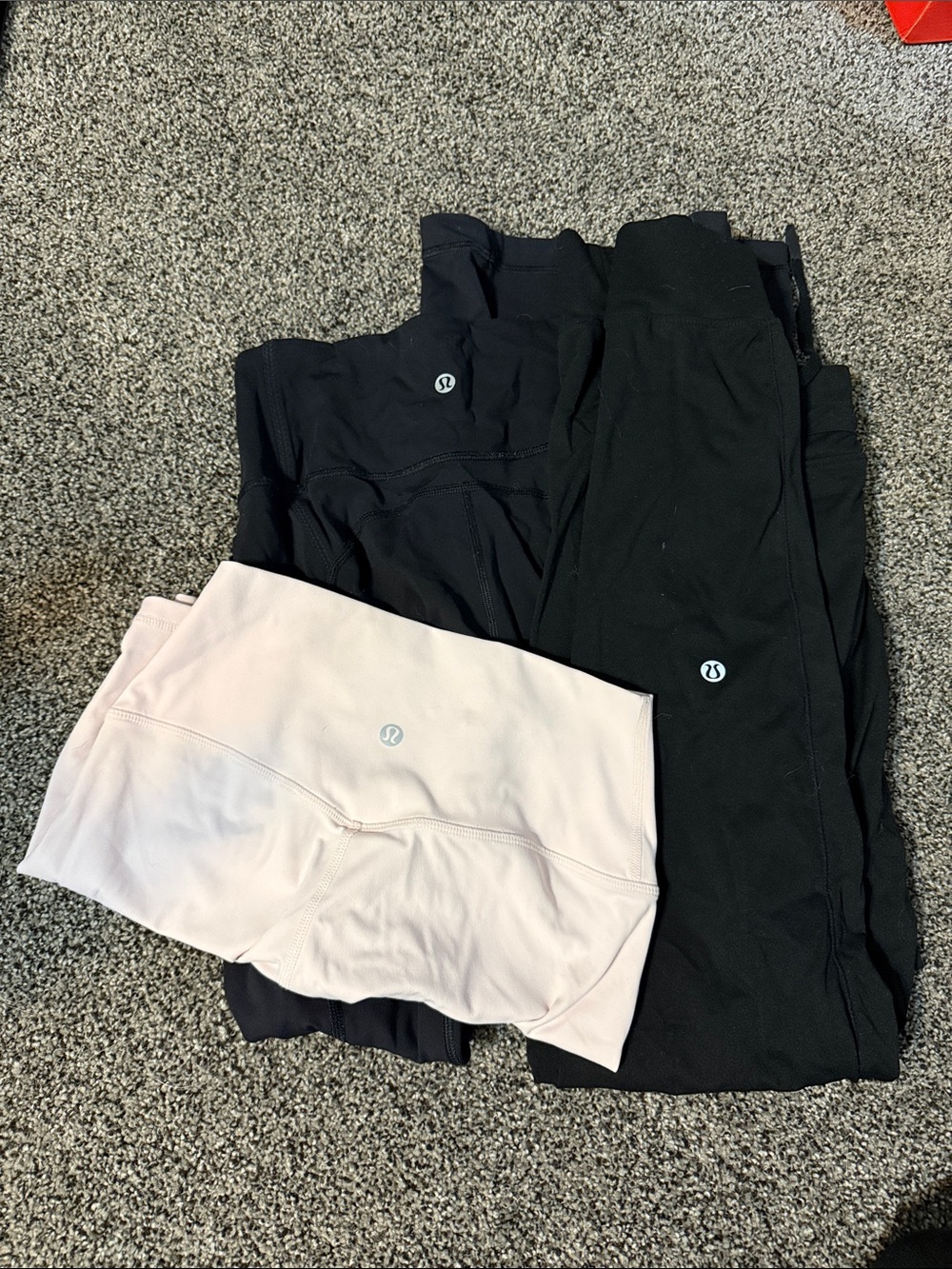 lululemon Black Leggings, Black Joggers & Light Pink Leggings Set